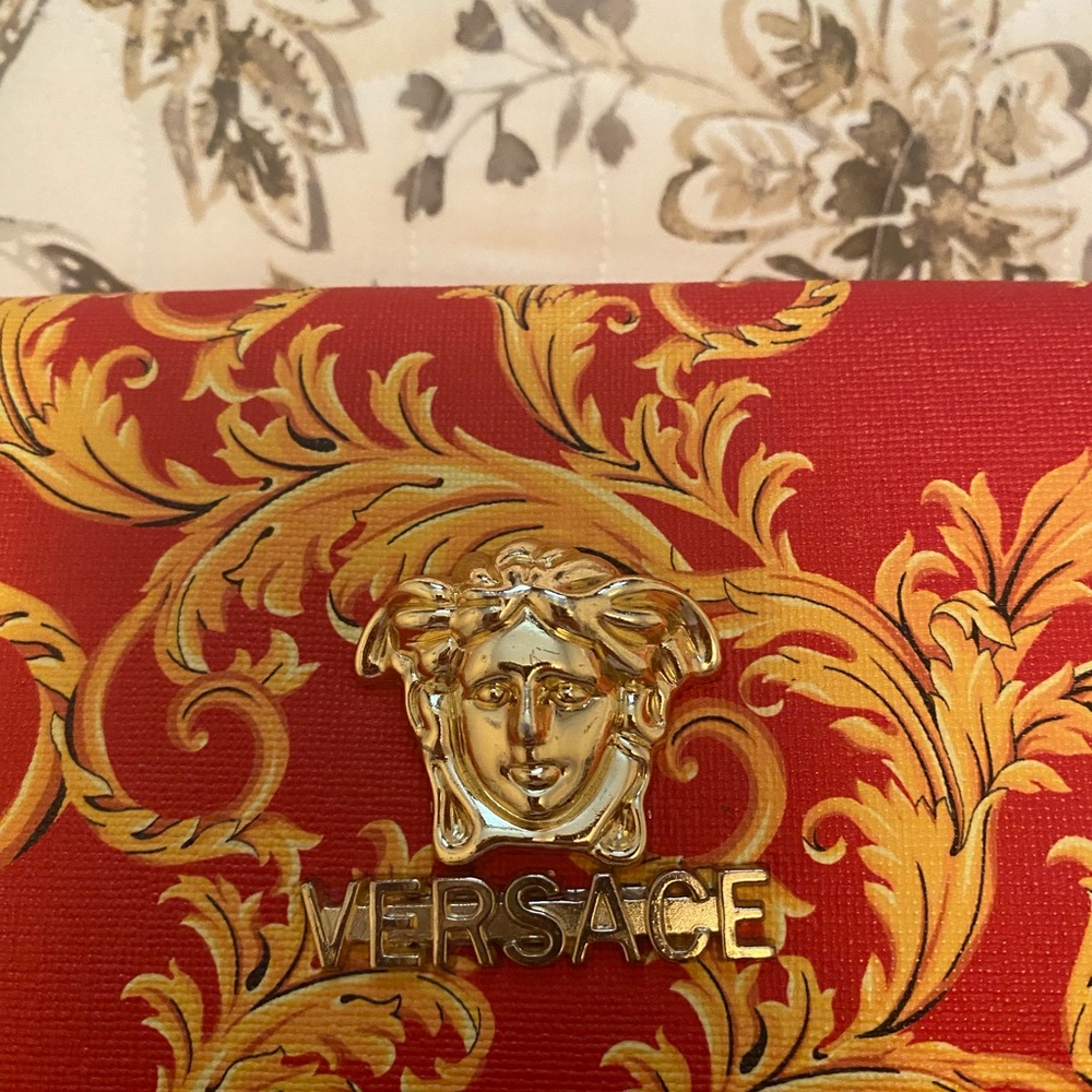 Versace Red Clutch with Gold Accent